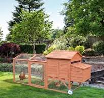 PawHut 96.5" Chicken Coop Wooden Hen House Poultry Cage Pen Portable with  Wheels and Nesting Box, Chicken Cage for Backyard Outdoor, Natural