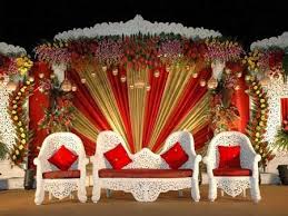 Red White With Golden Colour The Best Colourful Mandap Wedding Stage Decorations Stage Decorations Wedding Stage