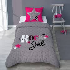 Parure De Lit Girly Rock Etoile Gris Anthracite Fuchsia Ado Coton Girly Rock Parure De Lit Parure De Lit Enfant Parure De Lit Ado