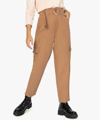 Pantalon en toile de coton souple. Pantalon Femme En Toile Coupe Ample Taille Haute Gemo