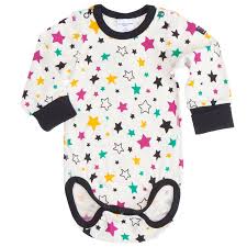 eco friendly onesie with colorful stars gender neutral