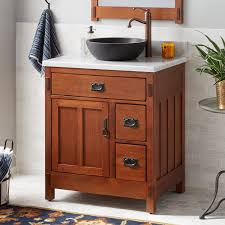 solid oak vessel sink vanity