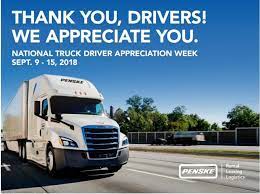 In reality, there aren't enough ways to thank your drivers for all they do, but here is a list of 10 ways to celebrate this important week. Penske Logistics Honors Drivers During National Truck Driver Appreciation Week Penske