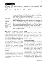 Even secondhand tobacco smoke is a risk factor. Pdf Effect Of Delays On Prognosis In Patients With Non Small Cell Lung Cancer