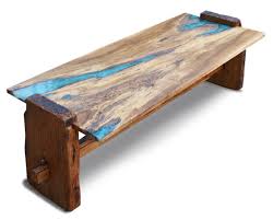 Custom Made Live Edge Rustic Oak With Turquoise Inlay Coffee Table Resin Furniture Diy Farmhouse Coffee Table Woodworking Coffee Table