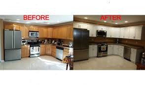 That's because white kitchen cabinets are classic, yet can go in a number of different design directions. Kitchen Cabinet Painting Before And After Kitchen Cabinet Refinishing Before And After Spray Painting Kitchen Cabinets Before And After Http Kitchencabinet Painter Com Gallery Before After