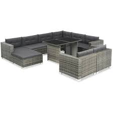Rattanmöbel werden nicht nur im garten, sondern auch in der wohnung verwendet. 10 Tlg Garten Lounge Set Mit Auflagen Poly Rattan Grau