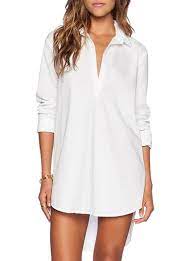Ladies short casual dresses for women. Women S Shirt Dress White Long Tail Pointed Collar