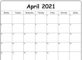 Calendar type, layout, holidays, week start. April 2021 Printable Calendar Word Excel Template Download