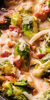 Creamy Bacon Brussels Sprouts With Mozzarella Brussel Sprouts Chicken Brussel Sprouts Leftover Chicken Recipes Healthy