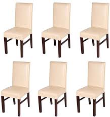 Levoberg 6 Pieces Dining Chair Cover Pu Leather Waterproof Oilproof Protective And Stretchable Chair Sl Slipcovers For Chairs Dining Chairs Dining Chair Covers