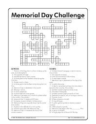 Memorial Day Kids Crossword Puzzle Courtesy Of The Holiday Zone Memorial Day Memories Kindergarten Addition Worksheets
