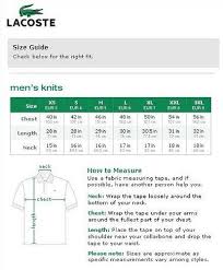 Lacoste Classic Size Chart Bedowntowndaytona Com