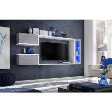 Meuble tv suspendu noir et blanc. Meuble Tv Suspendu Meuble De Salon Complet Saturne Composition Murale Moderne Et Design Led Incluses Blanc