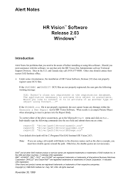 Really there are two questions here. Alert Notes Hr Vision Software Release 2 03 Manualzz