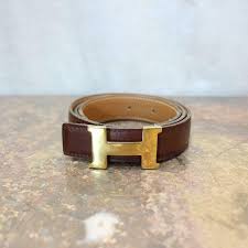 Auth Hermes Constance H Belt Buckle Gold Leather Strap Dark Light Brown 75 Ebay
