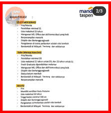 Check spelling or type a new query. Lowongan Kerja Sma D3 S1 Pt Bank Mandiri Taspen Mantap Tbk Agustus 2021 Lowongan Kerja Medan Terbaru Tahun 2021