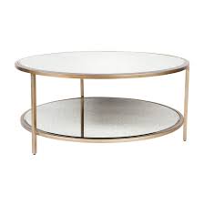 Mirror top iron scroll coffee cocktail table oval gold modern. Cocktail Mirrored Round Coffee Table Antique Gold