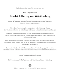 ★ hofkammer des hauses württemberg frau rotte: Traueranzeigen Von Friedrich Herzog Von Wurttemberg Schwaebische De Trauerportal