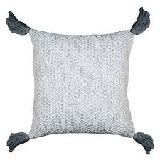 In shades of blue, grey, black and white. Grey Woven Lurex Tassel Pillow 18x18 At Home