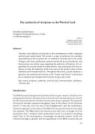 Many would acknowledge today that the question of understanding. Pdf The Authority Of Scripture As The Word Of God Corneliu Constantineanu Academia Edu