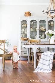 A silver vintage style dining table sits at the center of the space. Simple French Country Dining Room Maison De Pax