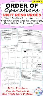 Order Of Operations Bundle Error Analysis Problem Solving Graphic Organizers Maze Activity Riddle Workshe Order Of Operations Error Analysis Word Problems