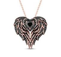 Pnina Tornai Black Diamond Necklace 1-3/8 ct tw Heart/Round 14K Rose Gold  18"