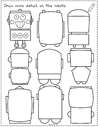 Robot Creative Drawing Creative Worksheets Activity Sheets For Kids Art Worksheets