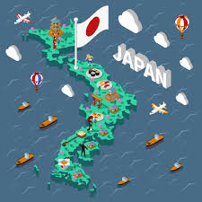 Samurais, godzilla, manga and cutting edge robotics. Japan Touristic Isometric Map 483652 Vector Art At Vecteezy