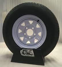 New15 Inch 5 On 5 White Spoke Trailer Wheel Mounted With St205 75 D15 Bias Ply Tire
