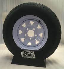 new15 inch 5 on 5 white spoke trailer wheel mounted with st205 75 d15 bias ply tire