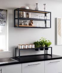 Freestanding Countertop Shelf Wood Black Metal Frame Shelves Wood Shelves Home Decor Kitchen