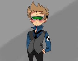 Tom wears a blue hoodie, large spiky hair (he called it steve in moving targets), no eyes, and a spherical head. Future Tom Eddsworld