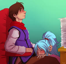 Rule 34 Dev - 1boy 1boy1girl 1girls big_belly big_breasts bloated  bloated_belly blue_hair blush botan burping clothed clothing demon dialogue  fetal_movement fetus interspecies_pregnancy koenma long_hair  morning_sickness nausea navel nipple_bulge ...