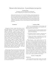 As a biomedical engineering application, a laparoscopic robotic camera system based on. Pdf Human Robot Interaction A Psychological Perspective