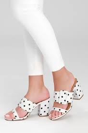 Black And White Polka Dot Heels Latoya White And Black Polka Dot High Heel Sandals In 2020 Sandals Heels Trendy High Heels High Heel Sandals