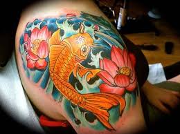 Lotus Flower And Koi Fish Tattoos Koi Baligi Dovmeleri Koi Baligi Dovmesi Koi Dovme