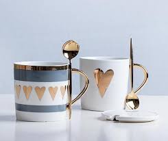 Beautiful Nordic Large Ceramic Mug Set With Tea Spoon Lid Kitchen Kitchendecor Tea Nordicliving Teacups Teamugs Coffee Coff Mugs Ceramic Cafe Mugs Set