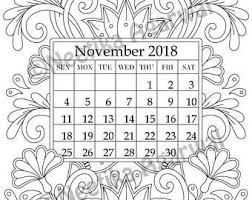 November 2018 Coloring Page Calender Planner Doodle Flowers Instant Download Printable Digital Download Only Coloring Pages Calender Printable Image