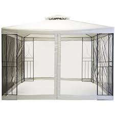 Die silotürme des pavillons sind gut gefüllt: Festpavillon Mit Fliegengitter Stahlrahmen Cremefarben Mit Netzvorhang In Schwarz 3 X 3 M Glgzartsteel03