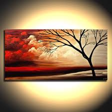 Original Red Landscape Painting On Canvas Tree Art Earth Tones Etsy Abstract Tree Painting Canvas Painting Landscape Landscape Paintings