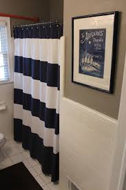See more ideas about bathroom shower curtains, curtains, shower curtain. Before And After Big Splash For A Pint Sized Bath Blue Bathroom Decor Navy Blue Bathroom Decor Nautical Shower Curtains