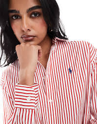 Polo Ralph Lauren relaxed fit shirt with logo in red stripe