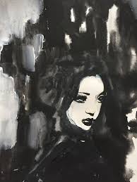 Black And White Acrylic Painting Portrait Digital Black White Art Printable Watercolor Painting Woman Etsy Art Painting Portrait Painting