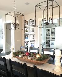 Dining rooms are an important part of the home when you're gathering with family or friends, but the reality is that most of the time, they sit which begs the question — what do you put on your dining room table when you're not entertaining? Christmas Table Christmas Centerpiece Dough Bowl With Ornaments Oversized Chandelie Christmas Dining Table Christmas Dining Room Table Christmas Dining Room