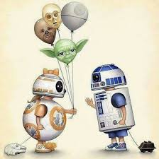 Bb 8 R2 D2 Star Wars The Force Awakens Cute Boy Girl With Balloons Star Wars Drawings Star Wars Wallpaper Star Wars Art