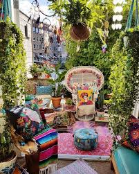 petit balcon boho chic decoration jardin hippie amenagement jardin deco