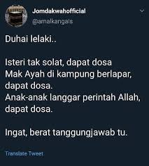 Mulai dari bisa meneruksan marga keluarga, bisa menjadi penerus usaha atau bisnis keluarga, karena bisa diandalkan, dan banyak yang lainnya. Berat Tanggungjawab Seorang Lelaki Viral Muafakat Johor Facebook