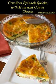 Crustless Spinach Quiche With Ham And Gouda Cheese In 2020 Breakfast Quiche Recipes Best Quiche Recipes Breakfast Quiche Crustless